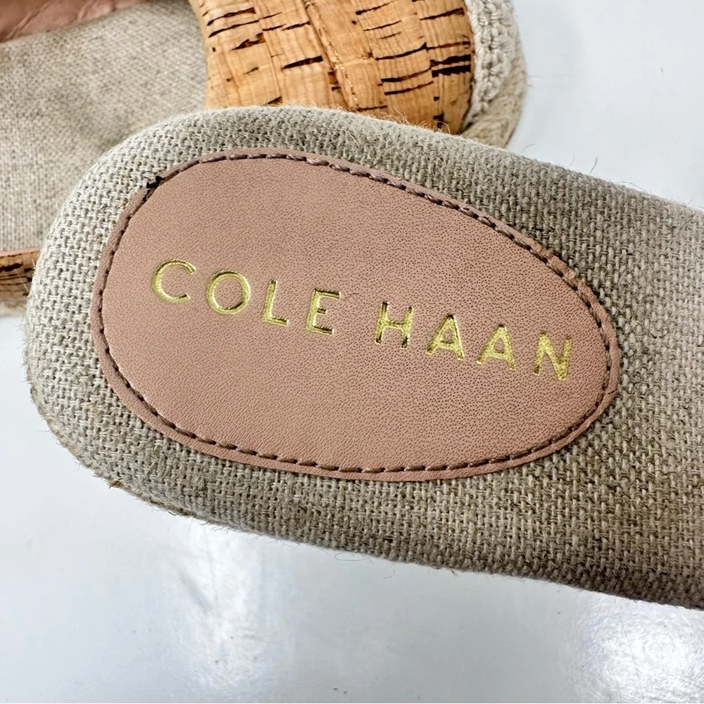 Cole Haan Cloudfeel Espadrille Slingback Wedge Heels Shoes Cork Tan Size 8.5
